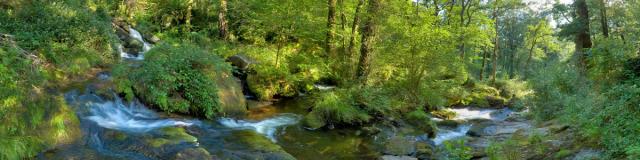 Panoramique des cascades d'Augreolles à Saint Pardoux Morterilles