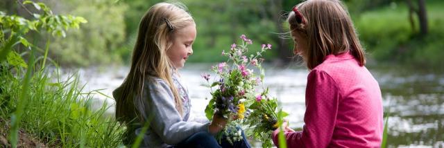 Enfants au bord d'une rivière