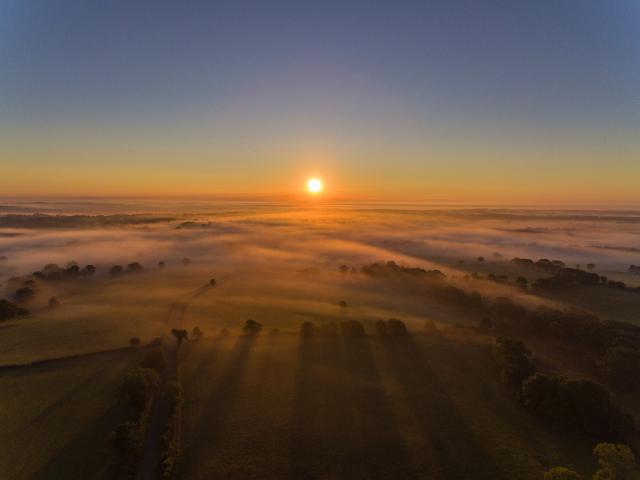 Aerial View Of Sunrise Toulx Ste Croix 20th September 2017 Chris Brookes Aerial Photography No Wm