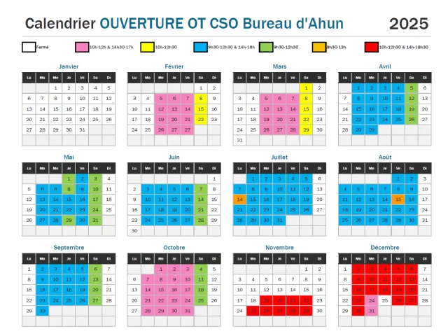 Horaires A1 Accueil 2025