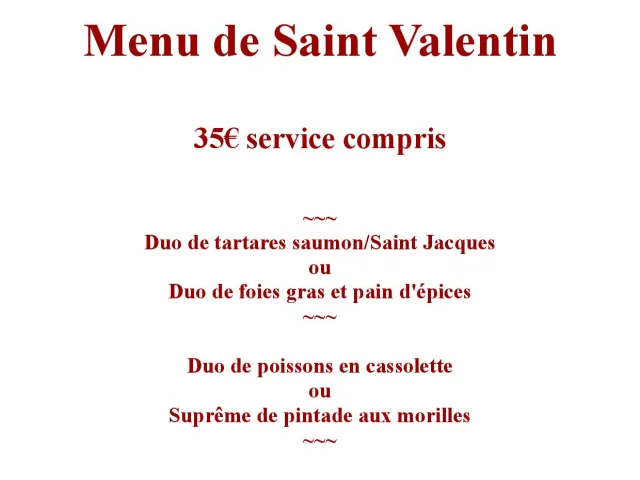 Menu De Saint Valentin 2025 Le Colbert